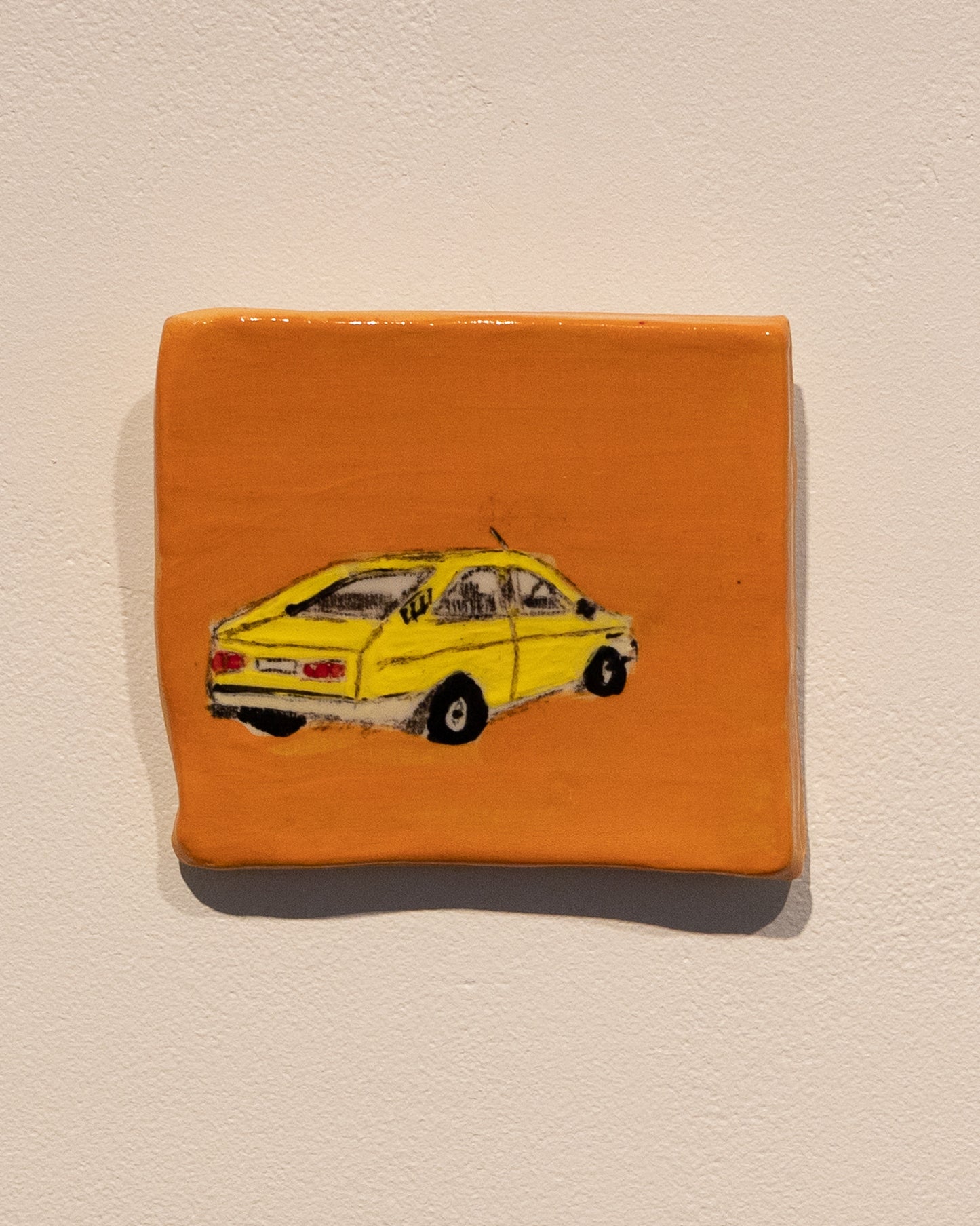 Yellow car, 2025, ceramic tile, 10 x 8cm