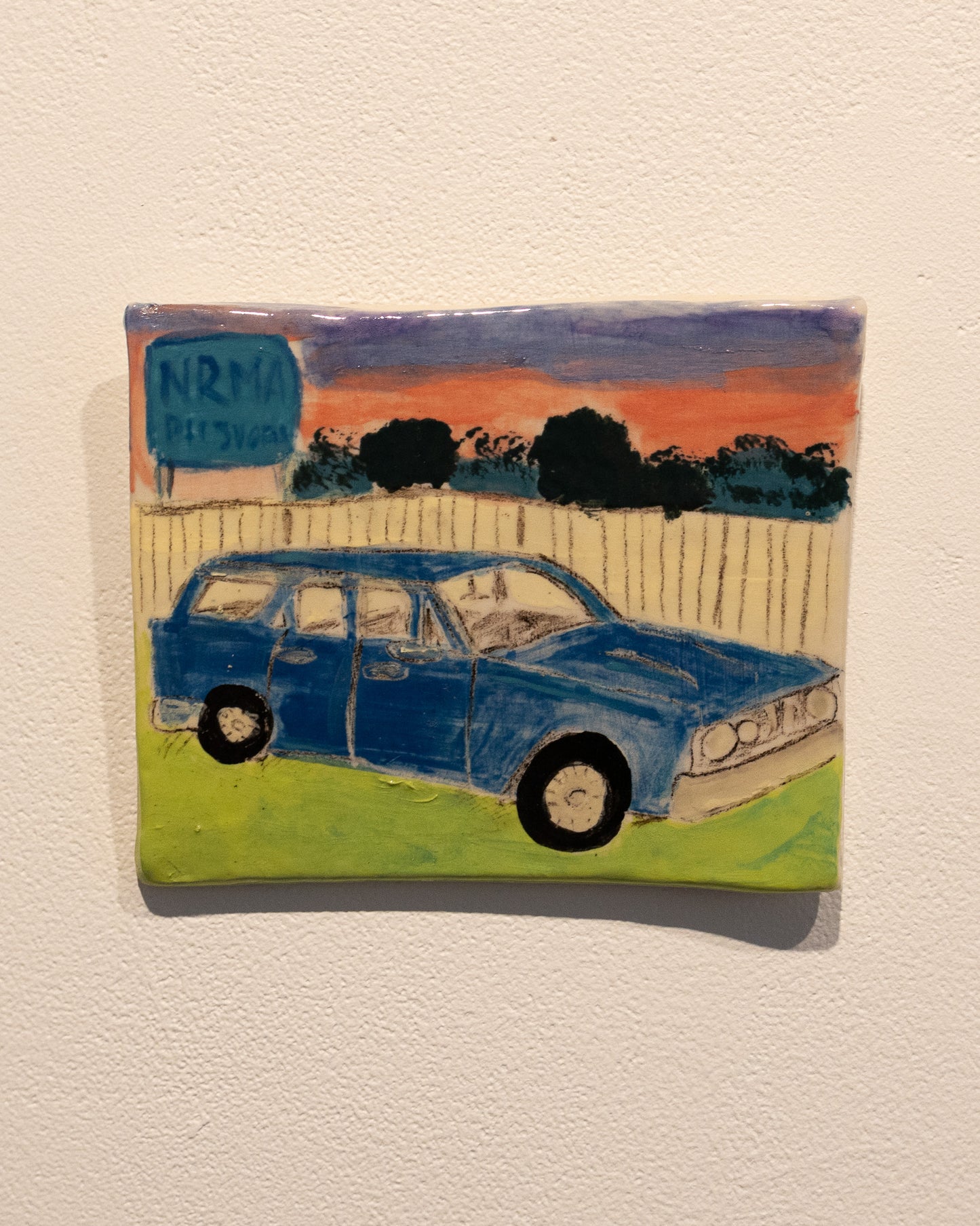NRMA, 2025, ceramic tile, 14 x 11cm
