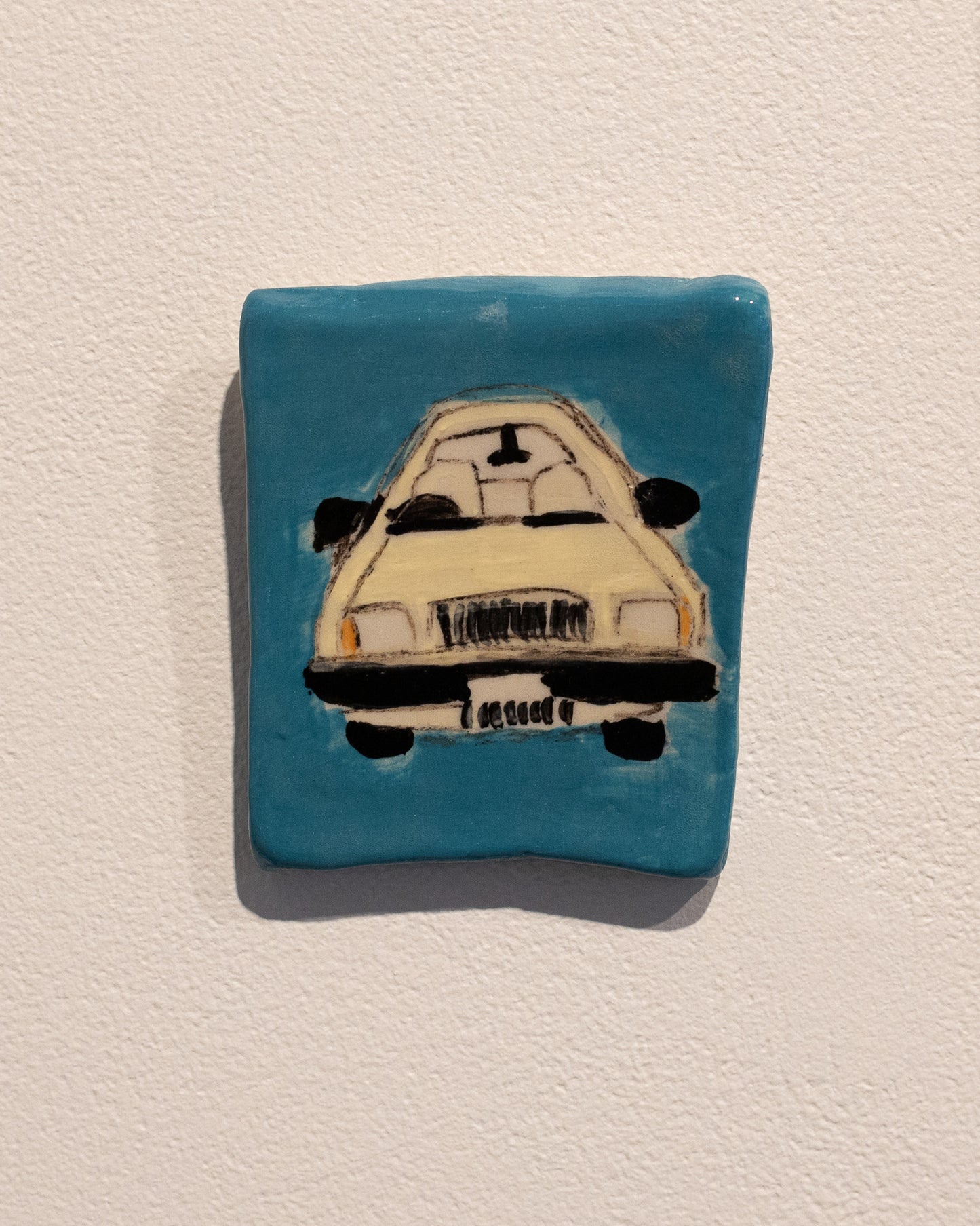 White Car, 2025, ceramic tile, 7 x 8cm