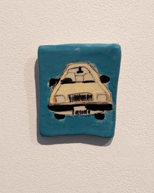White Car, 2025, ceramic tile, 7 x 8cm